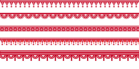 Elegant red decorative Indian festival borders with mandala and ornamental lace patterns. Perfect for Navratri, Dussehra, and Diwali backgrounds, greeting cards, invitations, banners.