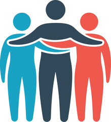 United Support Team Logo: Three People Embracing Together Harmony