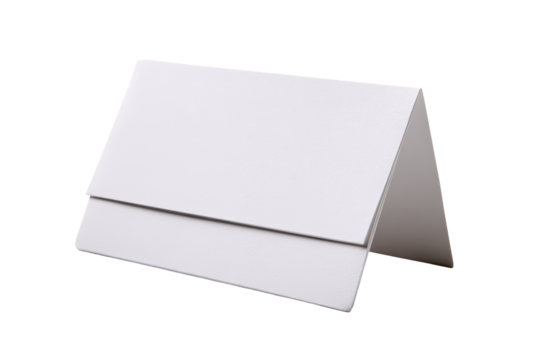 Blank white tent card, studio shot, isolated background, place card