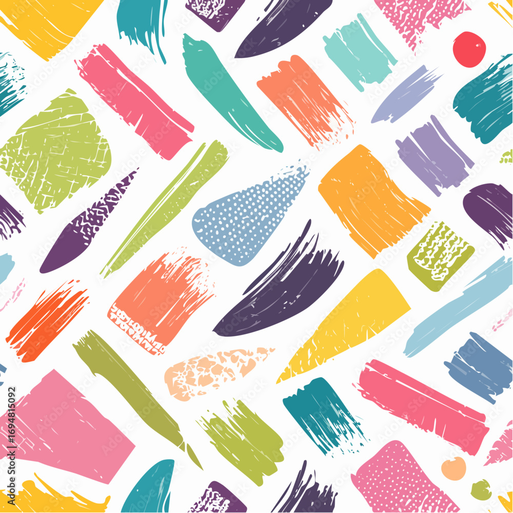 Poster colorful seamless background of square blobs on white background minimalist backgrounds 1