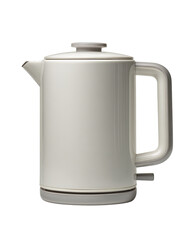 Fototapeta premium A light beige, modern electric kettle. Compact, rounded design with a handle and lid. Simple, clean lines