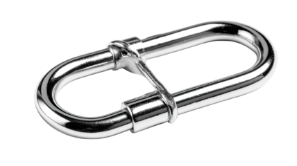 Chrome Oval Quick Link, Closeup Studio Shot, Hardware, Industrial Background