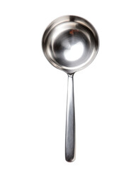 Stainless steel ladle,  round bowl,  long handle.  High-gloss finish,  isolated on black