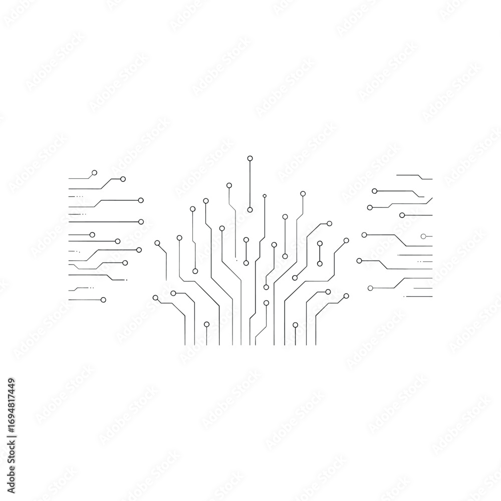 Aufkleber abstract symbol tree with branching lines and futuristic sci-fi elements