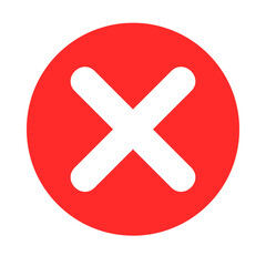 Red circle with white x mark symbol