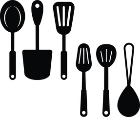 colorful utensil icons for recipe and food blog Vector illustration