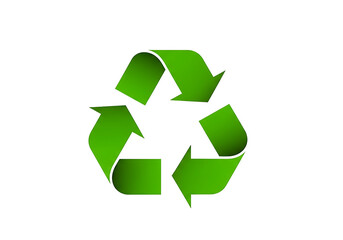 Obraz premium Green recycling symbol on black background for environment