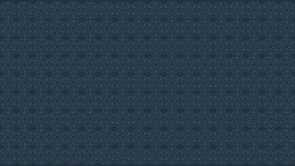 Fototapeta premium Intricate and delicate interlocking linear pattern with a knot-like design in dark blue on a muted blue-gray background, a seamless repeating pattern