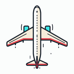 Airplane Icon Minimal Flat Vector Illustration with Bold Colors