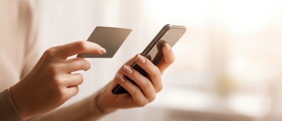 The smartphone and credit card used for secure mobile online payment transaction