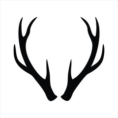 Black silhouette of deer antlers on a white background