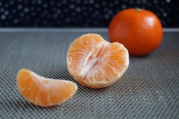 fresh mandarin slices, macro