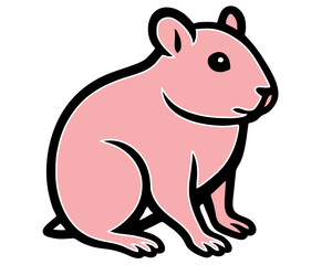 Fototapeta premium Minimalist Mice Silhouettes – Black & White pink Vector Line Art