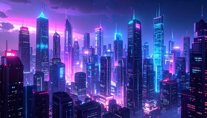 Obraz premium Futuristic cityscape at twilight (1)