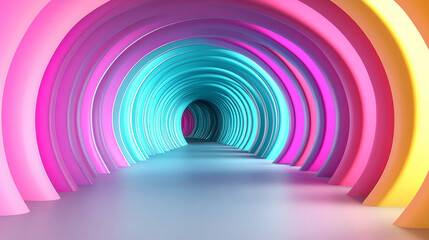 Abstract swirling tunnel with purple pink and teal gradient creating a dynamic flowing visual effect with depth motion and vibrant modern digital background suitable for artistic and futuristic design