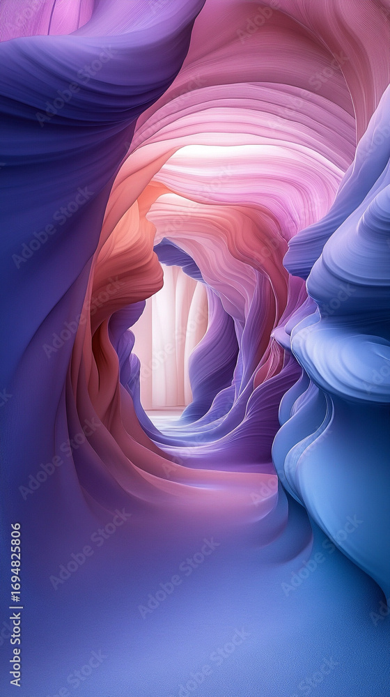 Poster abstract swirling tunnel with purple pink and teal gradient creating a dynamic flowing visual effect
