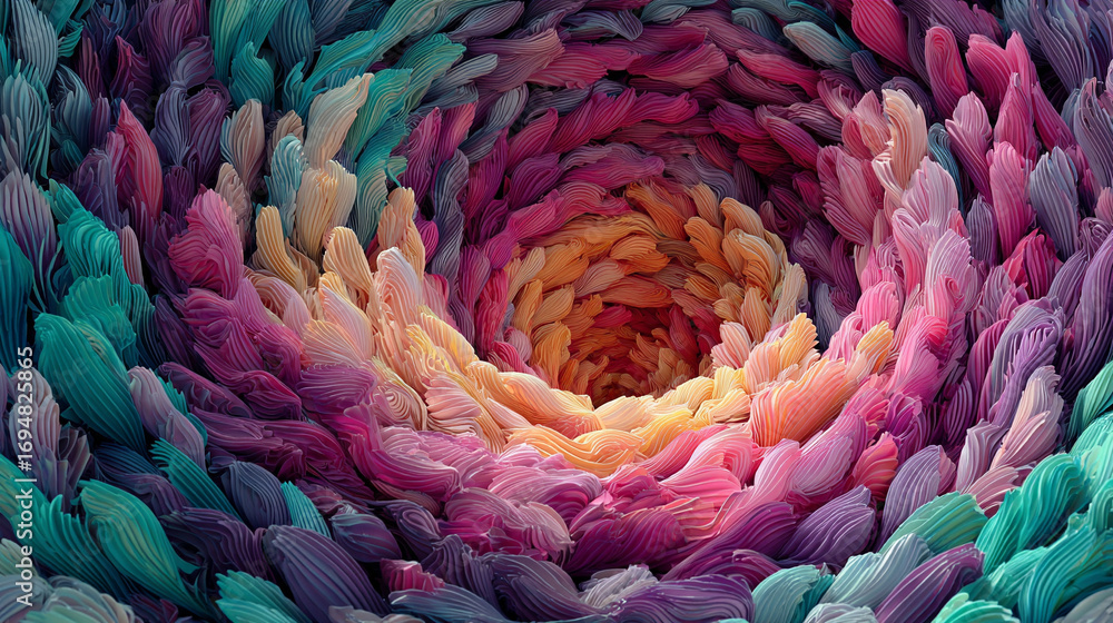 Aufkleber abstract swirling tunnel with purple pink and teal gradient creating a dynamic flowing visual effect