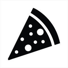 Simple black and white icon of a pizza slice