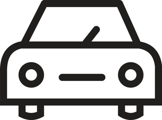 Minimalist line art drawing depicting a vehicle's front.