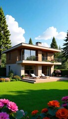 Obraz premium modern house with garden
