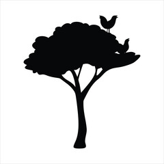 Silhouette of a tree with two birds perched on its branches