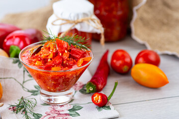 Delicious winter vegetable preparation in a jar