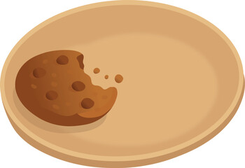 Illustration of a Bitten Cookie on Plate