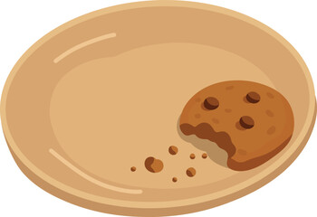 Bitten Cookie on Plate Illustration