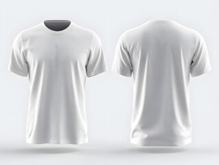 Front and back view of a blank white t-shirt apparel mock up ready for your design print template