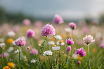 Fototapeta premium capture essence of summer landscapes featuring lush meadows with wild grasses across countries