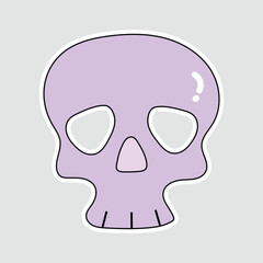 Pastel Halloween Skull Sticker. A cute, purple Halloween skull illustration in a sticker style. Perfect for holiday themes, spooky decorations, or fun designs