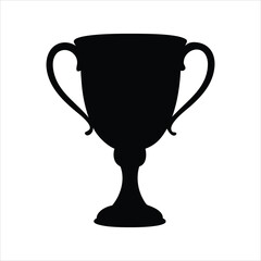 Black silhouette of a classic trophy cup on a white background
