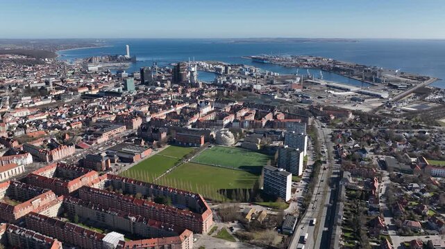 approaching view of downtown aarhus denmark