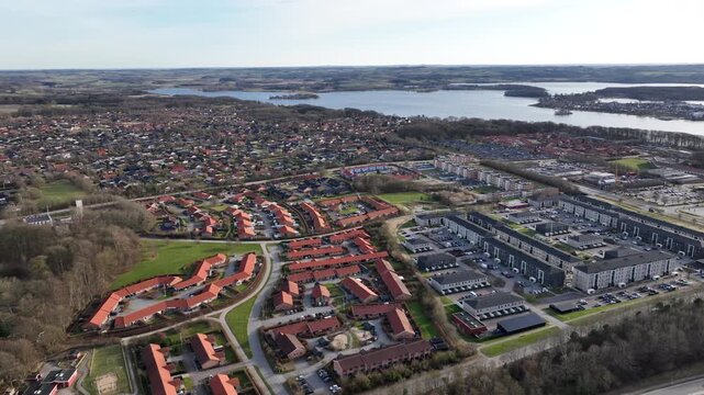 Aerial view of skanderborg denmark town cityscape