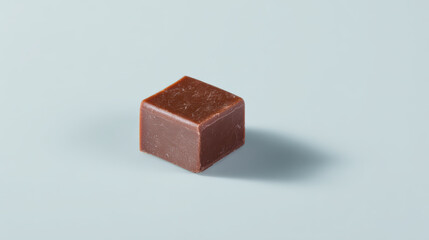 delicious piece of chocolate sits enticingly on pristine white background inviting taste buds to indulge