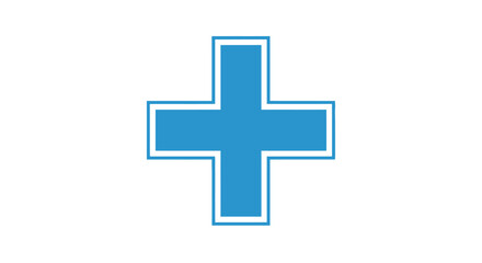 Fototapeta premium Blue plus symbol icon with a clean white outline. Vector graphic for concepts of addition, positivity, and healthcare. Isolated on a white background