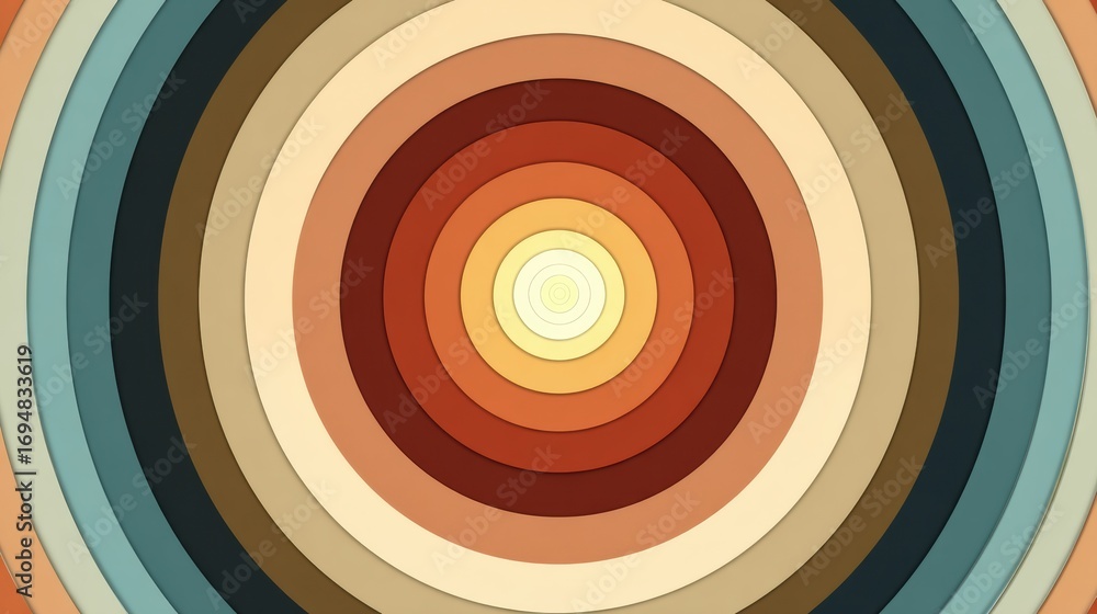 Poster colorful concentric circles create a mesmerizing pattern of warm shades in a digital artwork unique 
