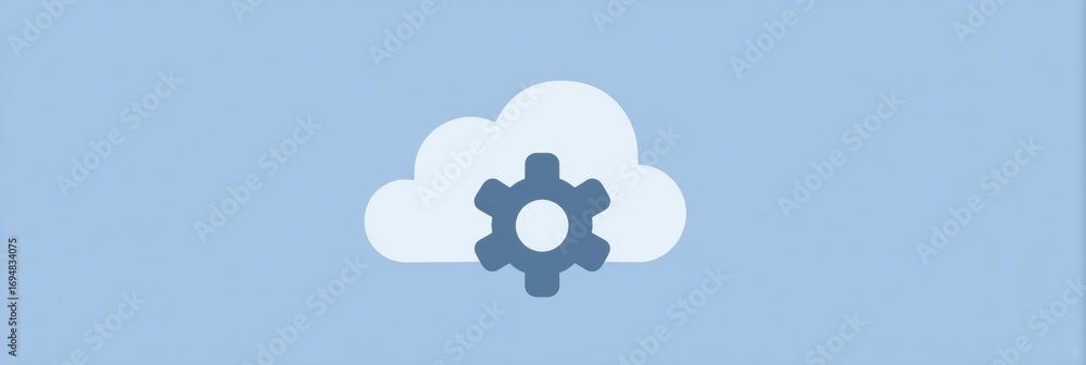 Poster cloud computing concept with gear symbol representing technological advancement and digital solution
