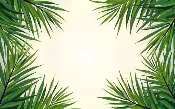 Sukkot Greeting card. Sukkah, palm leaves frame. Israel Jewish Holiday Rosh hashanah, sukkot vector greenery, foliage wallpaper. High quality