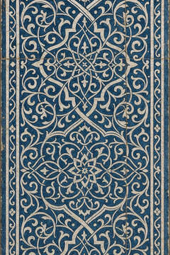 Vintage Moroccan Navy Ceramic Tile Panel with Intricate Geometric Motif