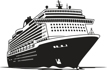 Massive cruise ship sailing forward on the water illustration