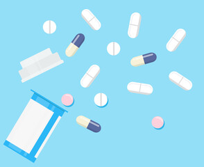 set of medical pills. Medicine healthcare vitamins and antibiotics capsule, pharmaceutical painkiller drugs isolated icons set. Antibiotic medical pharmaceutical, white pharmacy illustration