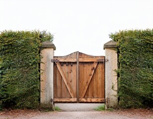 rustic wooden gate a touch of nature with white background