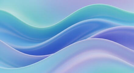 A smooth, vibrant abstract background featuring overlapping, flowing waves in pastel shades of blue, light purple, and mint green. AI Generated