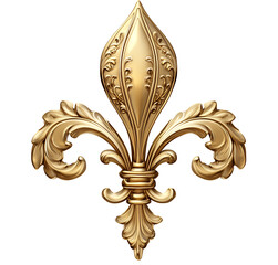 fleur de lis, gold color on transparent background.