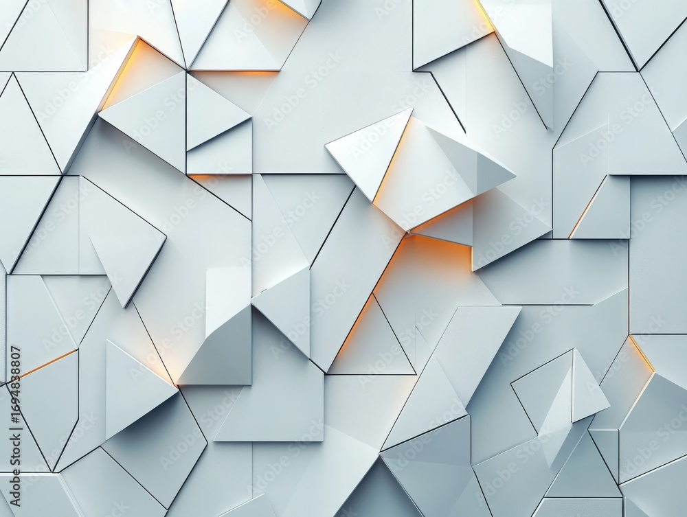 Poster modern 3d abstract geometric background: a complex pattern of white and light gray triangles and pol