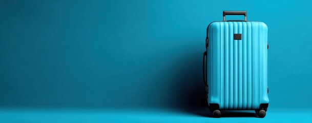 Bright Teal Suitcase Against a Solid Teal Background