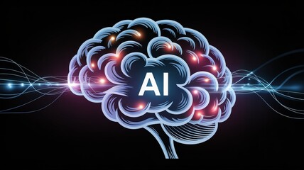 Dynamic AI brain visualization with glowing neural pathways symbolizing intelligence and innovation