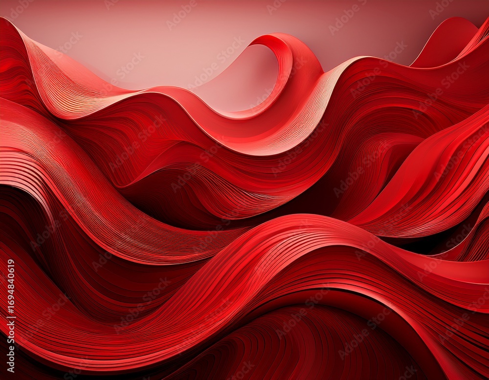 Poster red abstract background with wave shapes