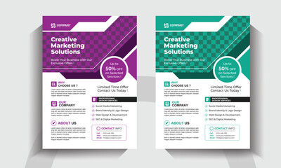 Professional Marketing Solutions Flyer Template. Modern Corporate Flyer Design. Digital Business Agency Promotional Flyers.